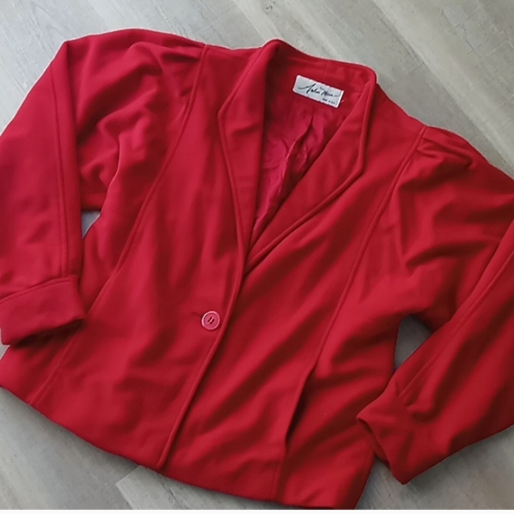 Vintage Andrea Marin fleece blazer with puffy sleeves
